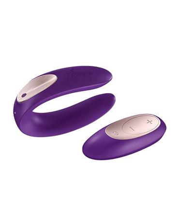 SATISFYER DOUBLE PLUS REMOTE VIBRADOR PURPURA MAND