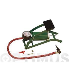 BOMBA INFLAR PEDAL MANOMETRO INCLUYE BOQUILAS