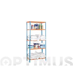 ESTANTERIA METAL 5 ESTANTES MADERA SIN TORNILLOS M