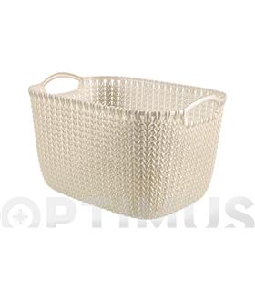 CESTA RECTANGULAR KNIT L BLANCO OASIS 19 L