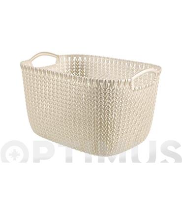 CESTA RECTANGULAR KNIT L BLANCO OASIS 19 L