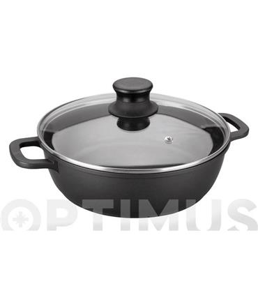 CAZUELA BAJA ALUMINIO FUNDIDO CON TAPA 24 CM-INDUC