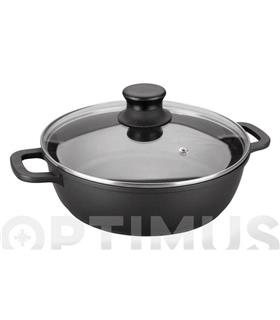 CAZUELA BAJA ALUMINIO FUNDIDO CON TAPA 28 CM-INDUC