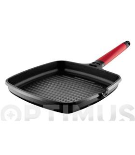 GRILL INDUCTION MANGO DESMONTABLE ROJO 22X22 CM