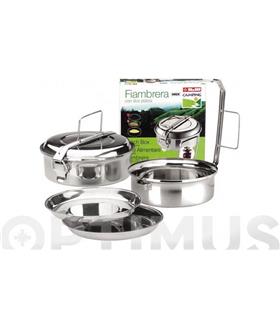 FIAMBRERA CON 2 PLATOS INOX 16 CM 1L