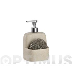 DISPENSADOR JABON CON ESTROPAJO ARENA