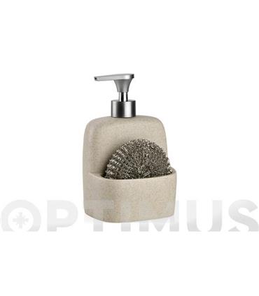 DISPENSADOR JABON CON ESTROPAJO ARENA