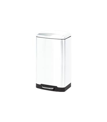 CUBO PEDAL RECTANGULAR METALICO BLANCO 20 L