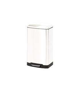 CUBO PEDAL RECTANGULAR METALICO BLANCO 30 L