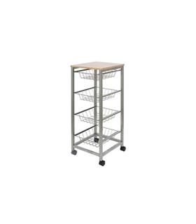 VERDULERO 4 CESTAS SOBRE MADERA 33,5 X 36 X 87,5 C