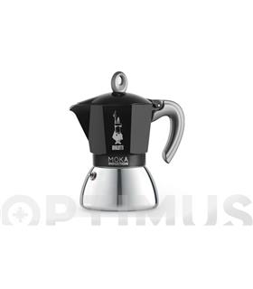 CAFETERA MOKA INDUCTION ALUMINIO/INOX 6 TAZAS NEGR
