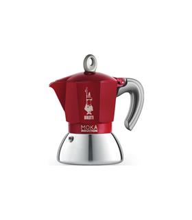 CAFETERA MOKA INDUCTION ALUMINIO/INOX 2 TAZAS ROJA