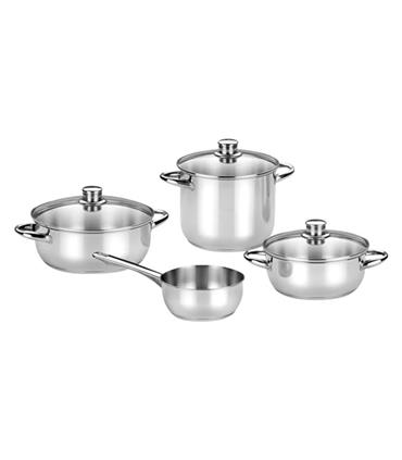 BATERIA INOX OPTIMA TAPA CRISTAL 4 PIEZAS