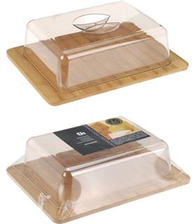 QUESERA CON TAPA BASE BAMBU 26 X 20 X 7,1 CM