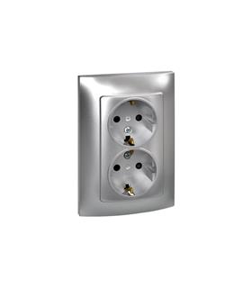 BASE ENCHUFE DOBLE SCHUKO TT EMPOTRAR ALUMINIO SER