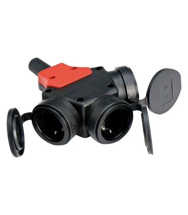 ADAPTADOR TRIPLE TT 16A GOMA IP44