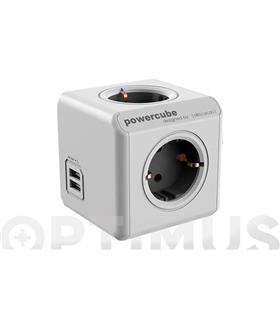 ADAPTADOR POWERCUBE 4T + 2 USB 1,5 M COLOR SURTIDO