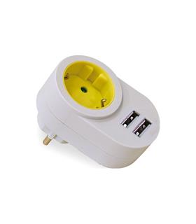 ADAPTADOR 1 TOMA + 2USB