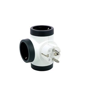ADAPTADOR TRIPLE ROTATIVO 180º 10/16A LATERAL BLAN