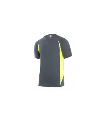 CAMISETA TECNICA POLIESTER GRIS / AMARILLO FLUOR T