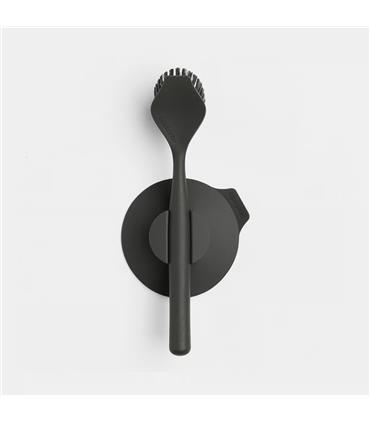 CEPILLO FREGAPLATOS CON SOPORTE DE VENTOSA GRIS OS