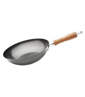 WOK INDUCCION DE ACERO DE CARBONO MANGO MADERA 28