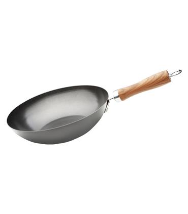 WOK INDUCCION DE ACERO DE CARBONO MANGO MADERA 28