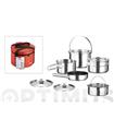 BATERIA INOX APILABLE 5P+ 2TAPAS CON BOLSA TRANSPO