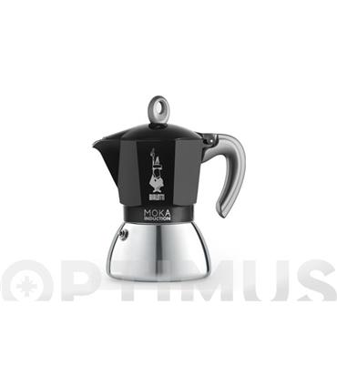 CAFETERA MOKA INDUCTION ALUMINIO/INOX 6 TAZAS NEGR