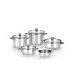 BATERIA INOX OPTIMA TAPA CRISTAL 5 PIEZAS
