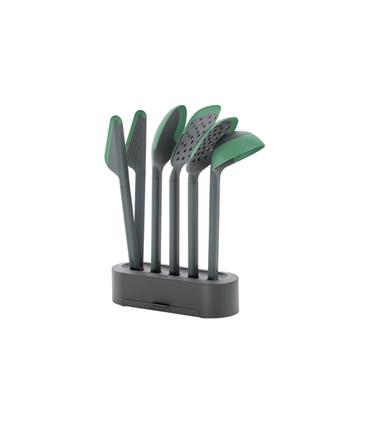 UTENSILIOS DE COCINA NYLON SILICONA + BASE SET 5 U