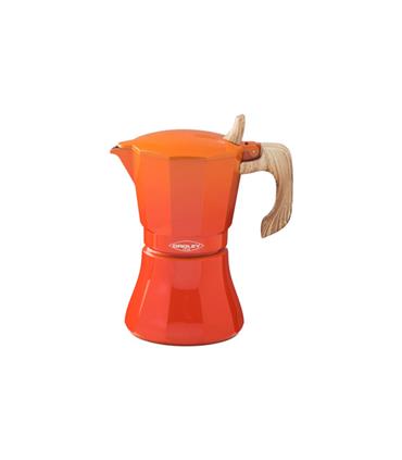 CAFETERA ALUMINIO INDUCCION PETRA NARANJA 6 TAZAS